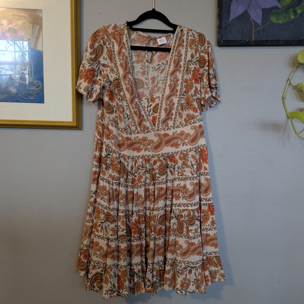 Bila Bohemian 77 Mini Dress Paisley Size Medium